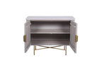 Luxury Marble Top Mango Wood Rectangular 2 Door Sideboard with Gold Iron Frame - Home Furniture Interiors