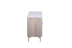 Luxury Marble Top Mango Wood Rectangular 2 Door Sideboard with Gold Iron Frame - Home Furniture Interiors
