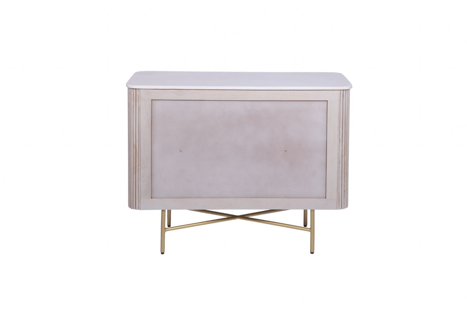 Luxury Marble Top Mango Wood Rectangular 2 Door Sideboard with Gold Iron Frame - Home Furniture Interiors