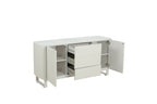 Modern Cream Ceramic Topped 3 Drawer Sideboard with Shelves - Home Furniture Interiors