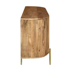 Modern Mango Wood and Ribbed Glass 3 Door Sideboard with Gold Legs - Home Furniture Interiors