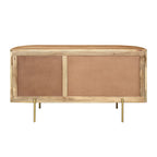 Modern Mango Wood and Ribbed Glass 3 Door Sideboard with Gold Legs - Home Furniture Interiors