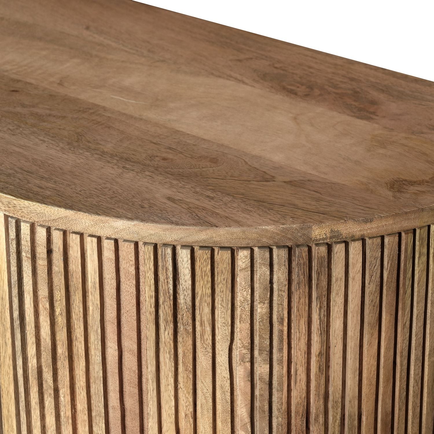 Modern Mango Wood and Ribbed Glass 3 Door Sideboard with Gold Legs - Home Furniture Interiors