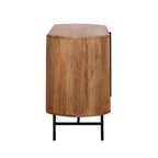 Modern Mango Wood Oval 3 Door Sideboard with Black Iron Frame - Home Furniture Interiors
