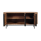 Modern Mango Wood Oval 3 Door Sideboard with Black Iron Frame - Home Furniture Interiors