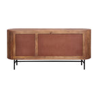 Modern Mango Wood Oval 3 Door Sideboard with Black Iron Frame - Home Furniture Interiors