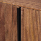 Modern Mango Wood Oval 3 Door Sideboard with Black Iron Frame - Home Furniture Interiors