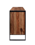 Modern Sheesham Wood 2 Door 3 Drawer Sideboard with Black Iron Frame - Home Furniture Interiors