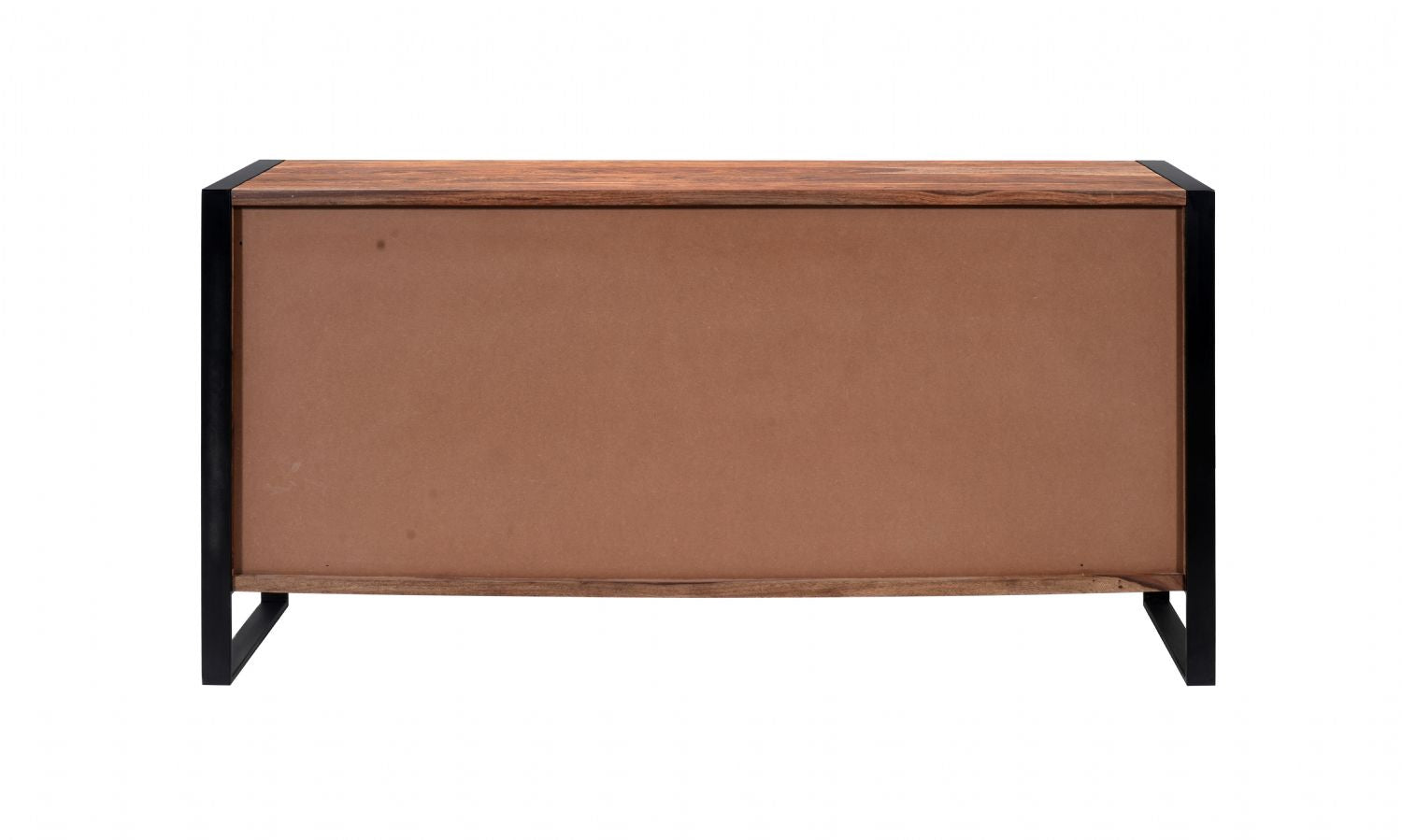 Modern Sheesham Wood 2 Door 3 Drawer Sideboard with Black Iron Frame - Home Furniture Interiors