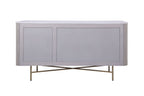 Modern White Fluted Mango Wood 3 Door Sideboard with Marble Top - Home Furniture Interiors