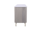Modern White Fluted Mango Wood 3 Door Sideboard with Marble Top - Home Furniture Interiors