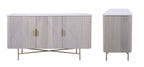 Modern White Fluted Mango Wood 3 Door Sideboard with Marble Top - Home Furniture Interiors