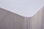 Modern White Fluted Mango Wood 3 Door Sideboard with Marble Top - Home Furniture Interiors