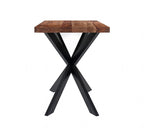 Industrial Sheesham Wood Rectangular Bar Table with Black Crossed Legs - Home Furniture Interiors