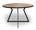 Natural Recycled Wood and Metallic 4 Seater Round Dining Table