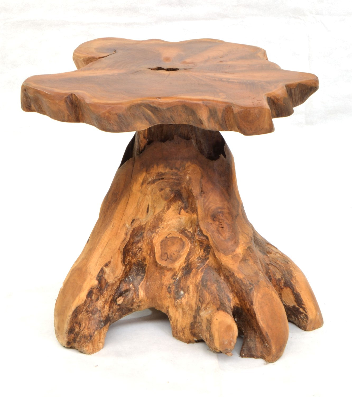 Rustic Teak Wood Tree Root Lamp Table