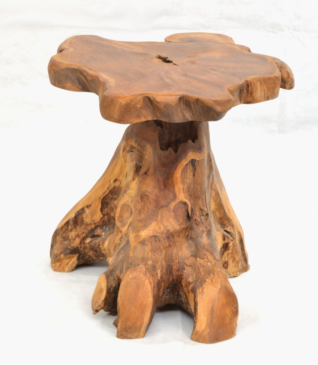 Rustic Teak Wood Tree Root Lamp Table