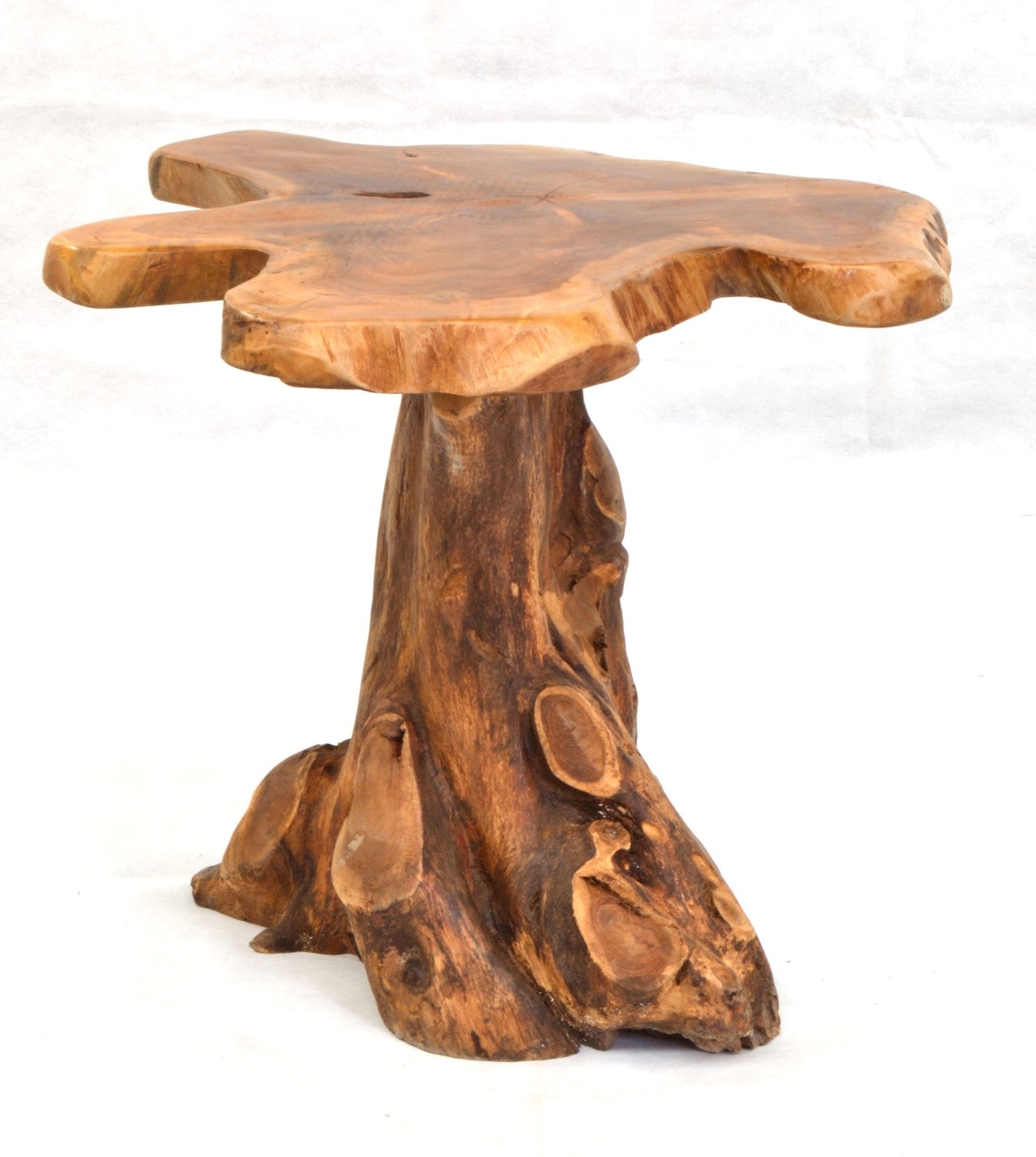 Rustic Teak Wood Tree Root Lamp Table