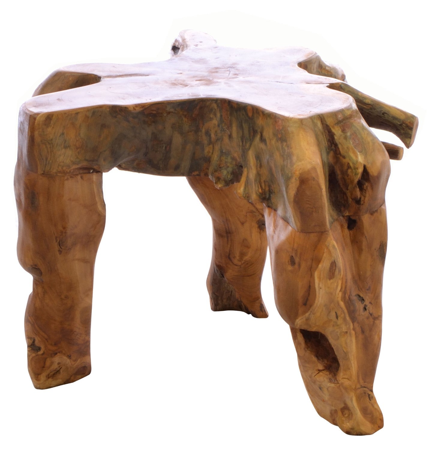 Natural Teak Wood 60cm Coffee Table Rustic Tree Root Design