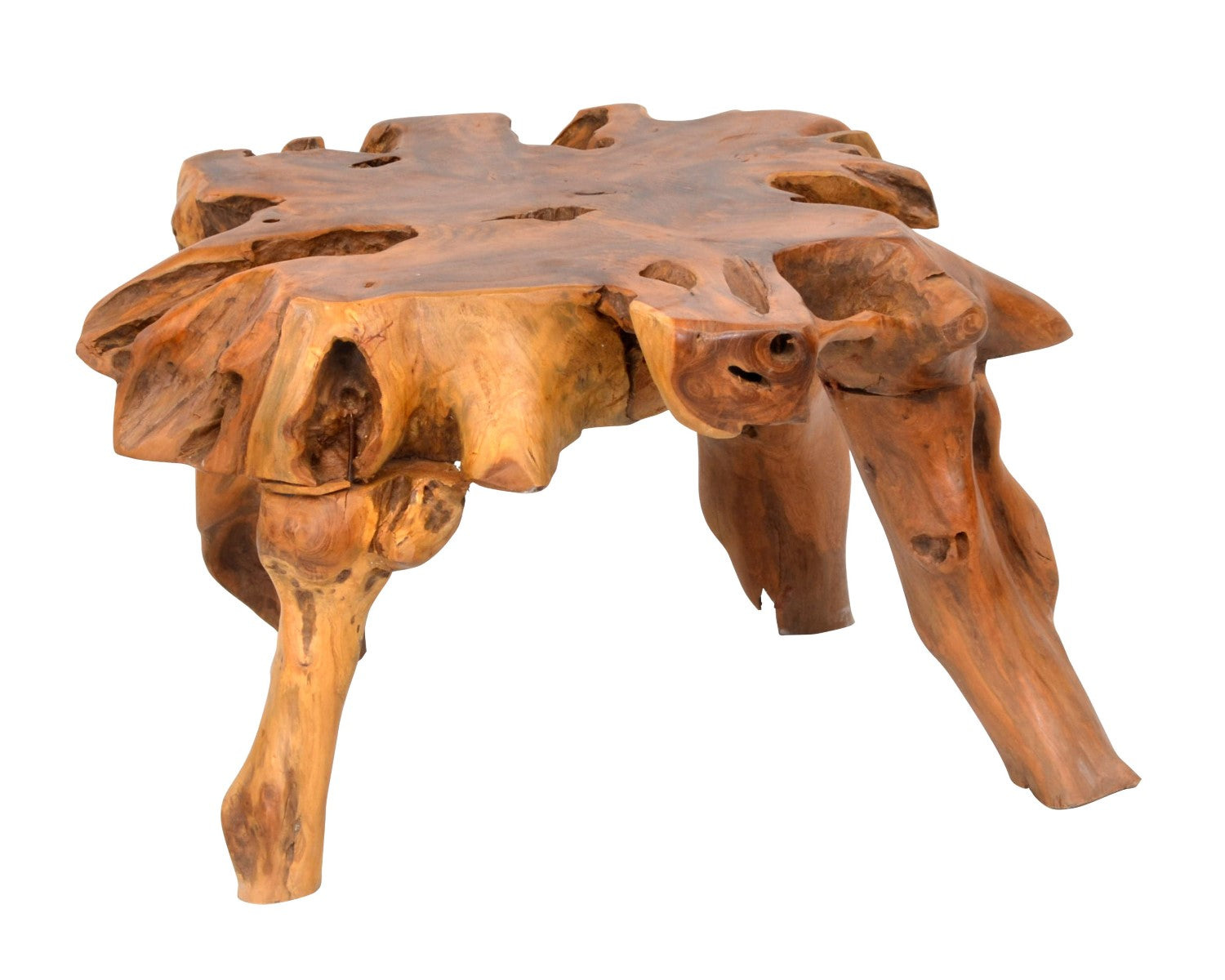 Natural Teak Wood 60cm Coffee Table Rustic Tree Root Design