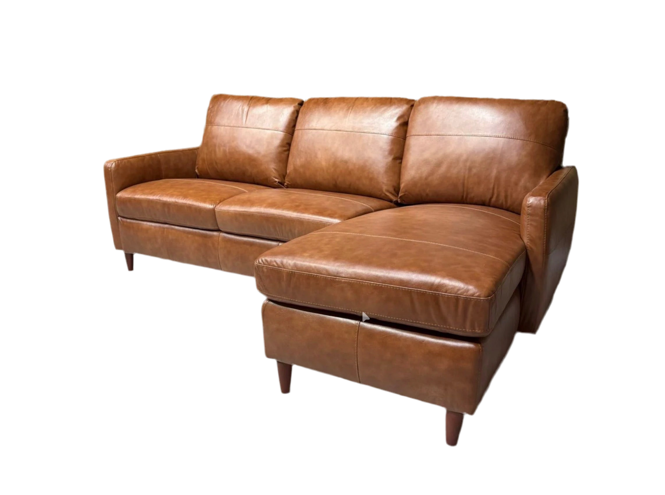 John Lewis BAILEY Style Leather 3 Seater Chaise End Sofa, Tan - Home Furniture Interiors
