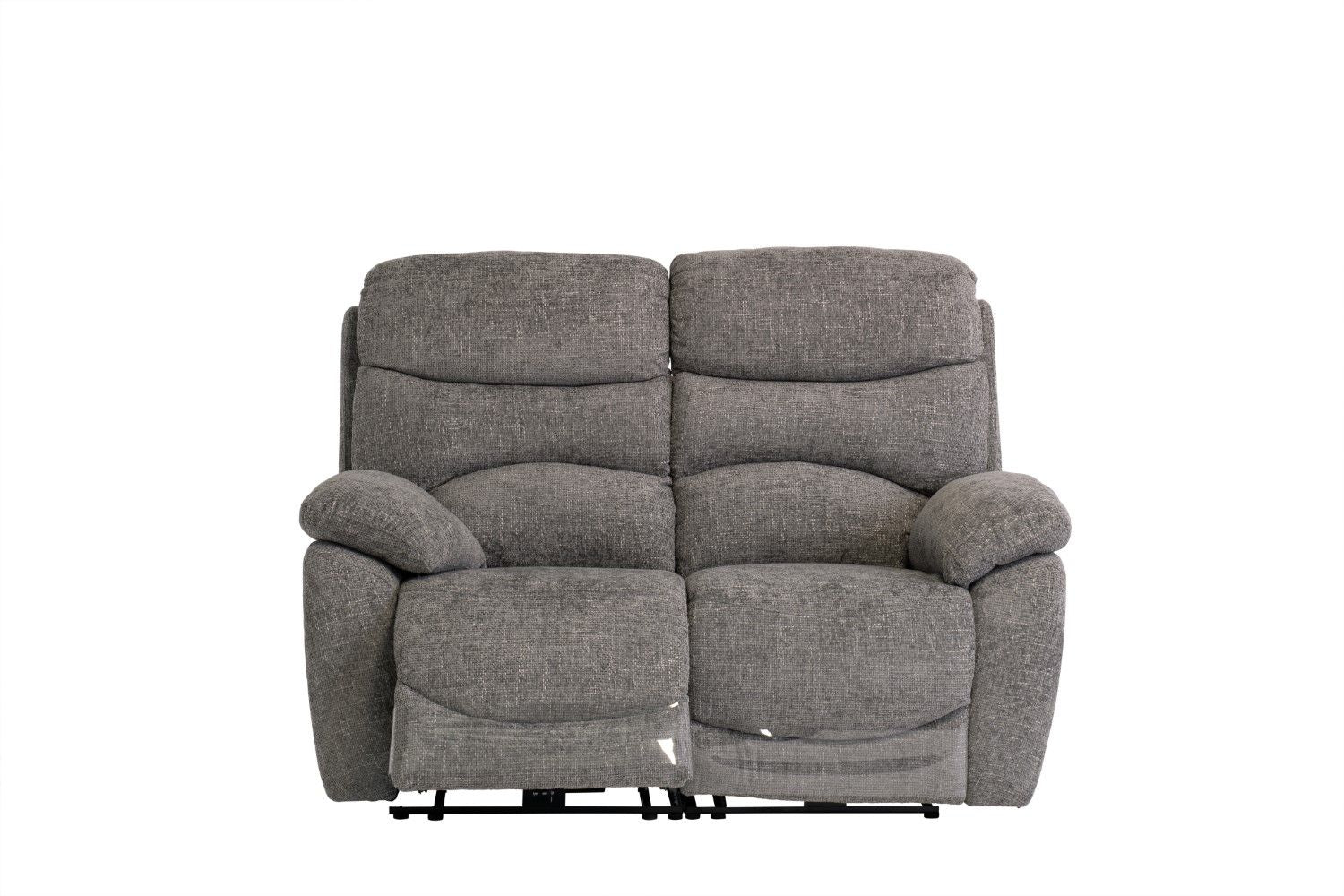 Grey Fabric Electric Power Recliner Sofa 2 Seater