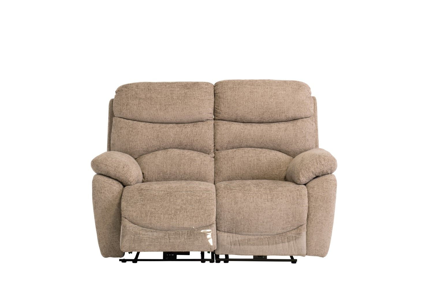 Sand Fabric Electric Power Recliner Sofa 2 Seater