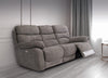 Grey Fabric Electric Power Recliner Sofa 3 Seater
