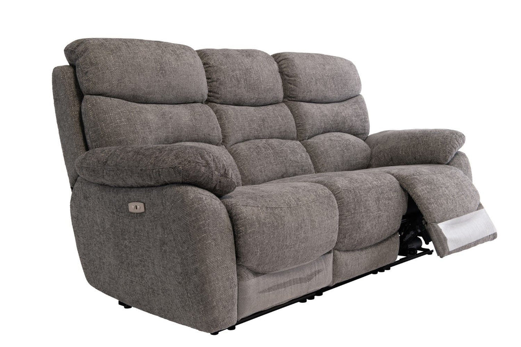 Grey Fabric Electric Power Recliner Sofa 3 Seater
