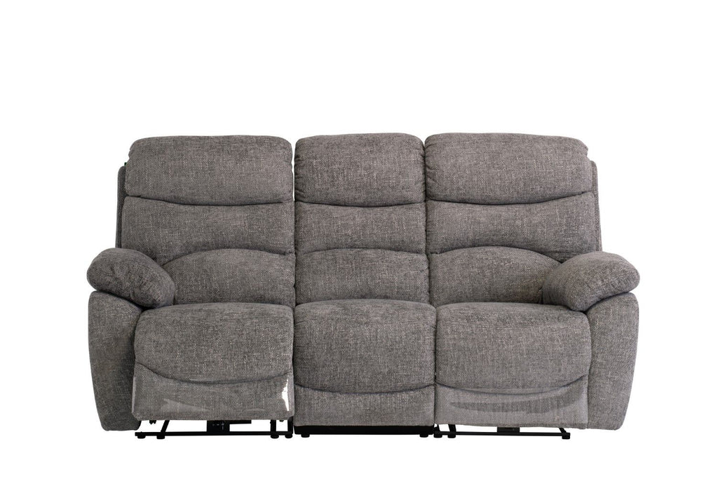Grey Fabric Electric Power Recliner Sofa 3 Seater
