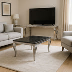 Black Marble Effect Coffee Table with Chrome Italian Style Legs