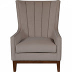 Taupe Fabric Upholstered Accent Chair with Ribbed Back - Home Furniture Interiors