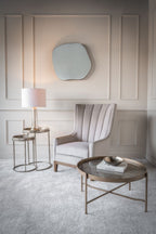 Taupe Fabric Upholstered Accent Chair with Ribbed Back - Home Furniture Interiors