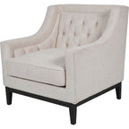 Cream and Ivory Fabric Buttoned Lounge Armchair - Home Furniture Interiors