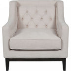 Cream and Ivory Fabric Buttoned Lounge Armchair - Home Furniture Interiors
