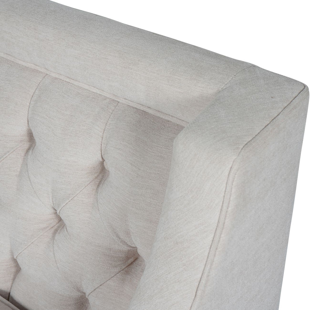 Cream and Ivory Fabric Buttoned Lounge Armchair - Home Furniture Interiors