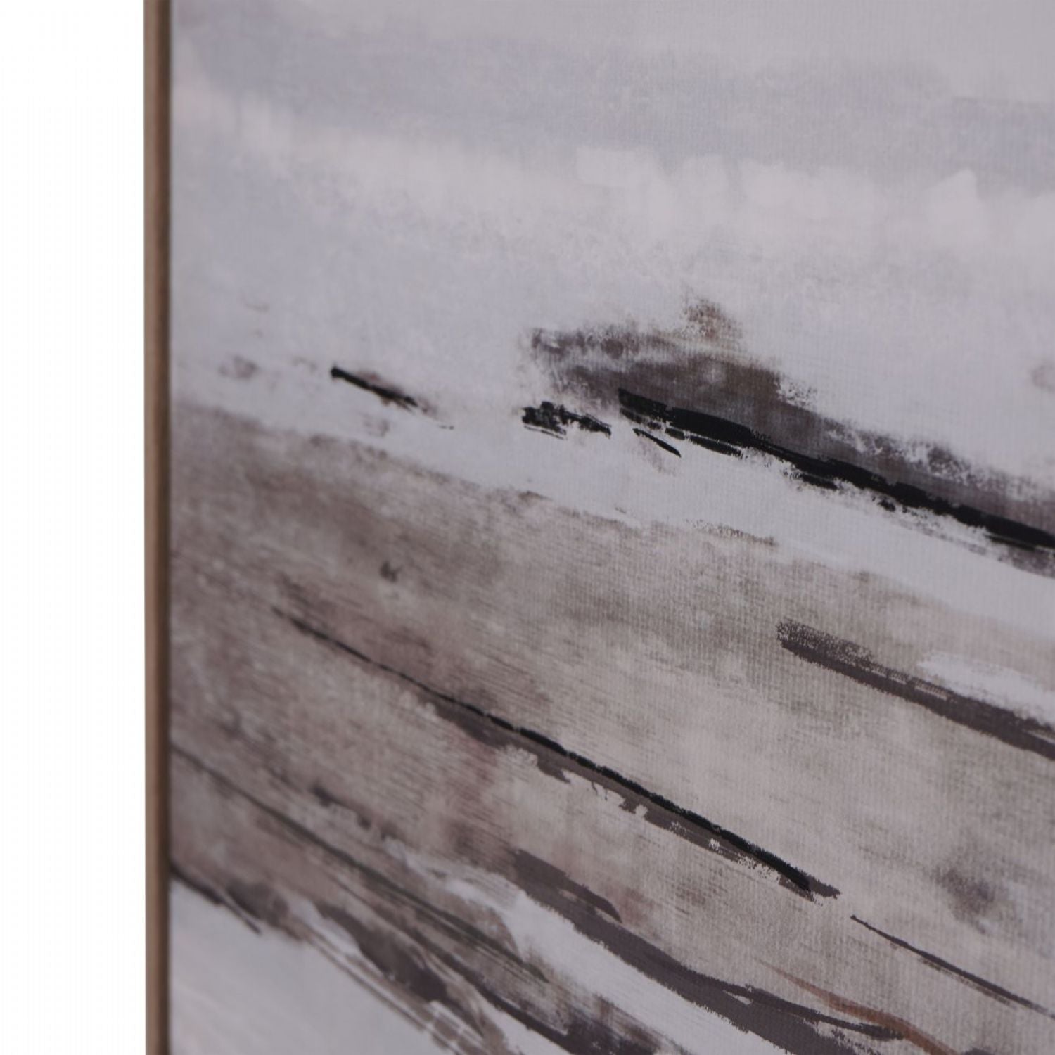 Blurred Seascape Brown Wooden Framed Canvas Wall Art Picture - Home Furniture Interiors
