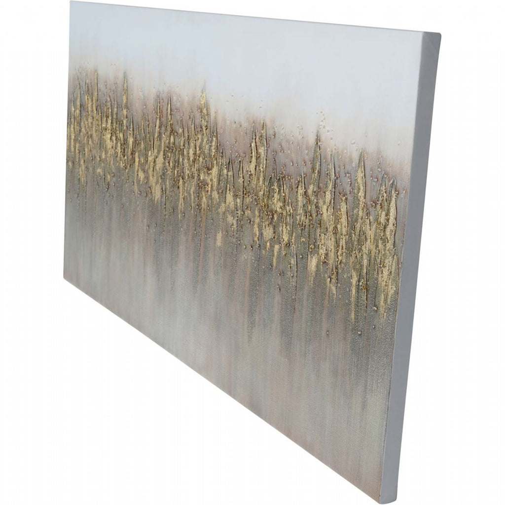 Golden Rectangular Abstract Reeds Canvas Wall Art 150 x 75cm - Home Furniture Interiors