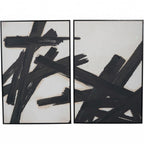 Hand Finished Brushstrokes Set of 2 Framed Canvas Wall Arts - Home Furniture Interiors