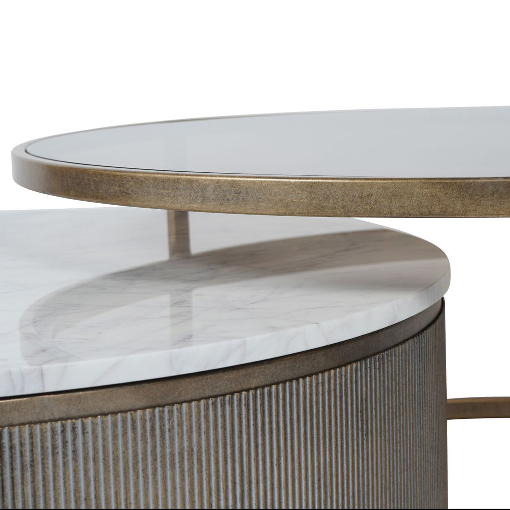 Aged Gold and Marble Set of 2 Nesting Coffee Tables