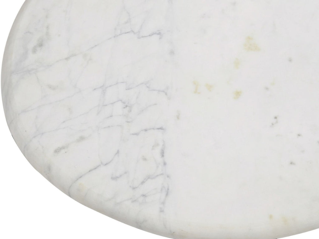 Antique Gold Metal Glass Top Round Coffee Table with White Marble Base - Home Furniture Interiors