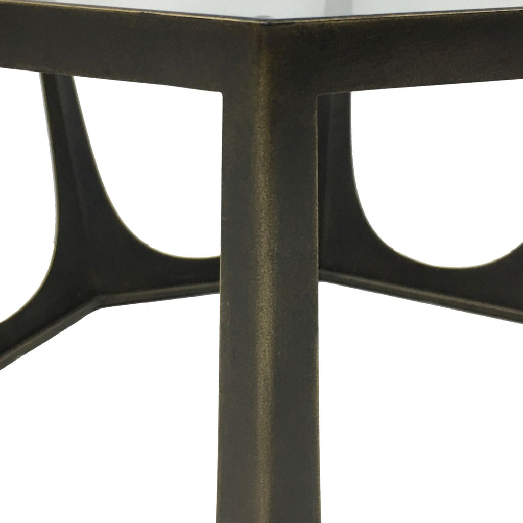 Modern Bronze Gilded Octagonal Coffee Table with Clear Glass Top - Home Furniture Interiors