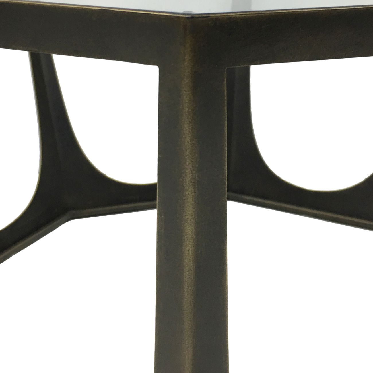 Modern Bronze Gilded Octagonal Coffee Table with Clear Glass Top - Home Furniture Interiors