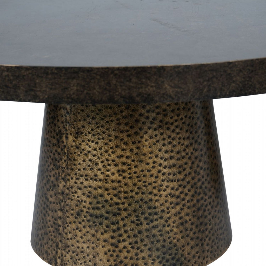 Rustic Antique Bronze and Gold Hammered Finish Set of 2 Nesting Coffee Tables - Home Furniture Interiors