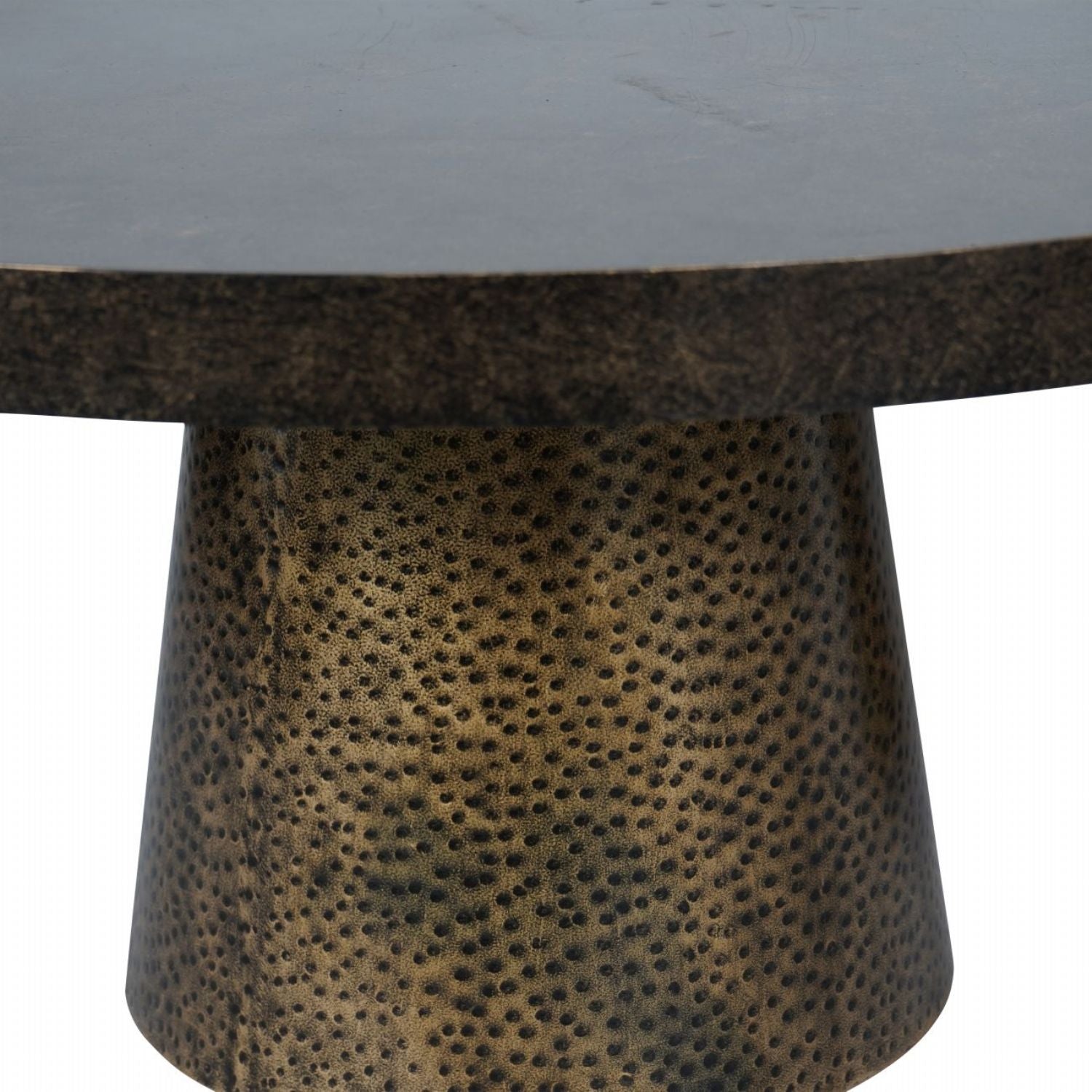 Rustic Antique Bronze and Gold Hammered Finish Set of 2 Nesting Coffee Tables - Home Furniture Interiors