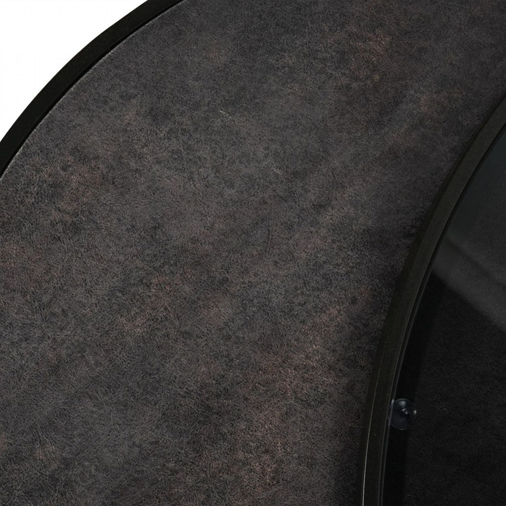 Set of 2 Black Round Large Nesting Coffee Tables with Glass Tops - Home Furniture Interiors