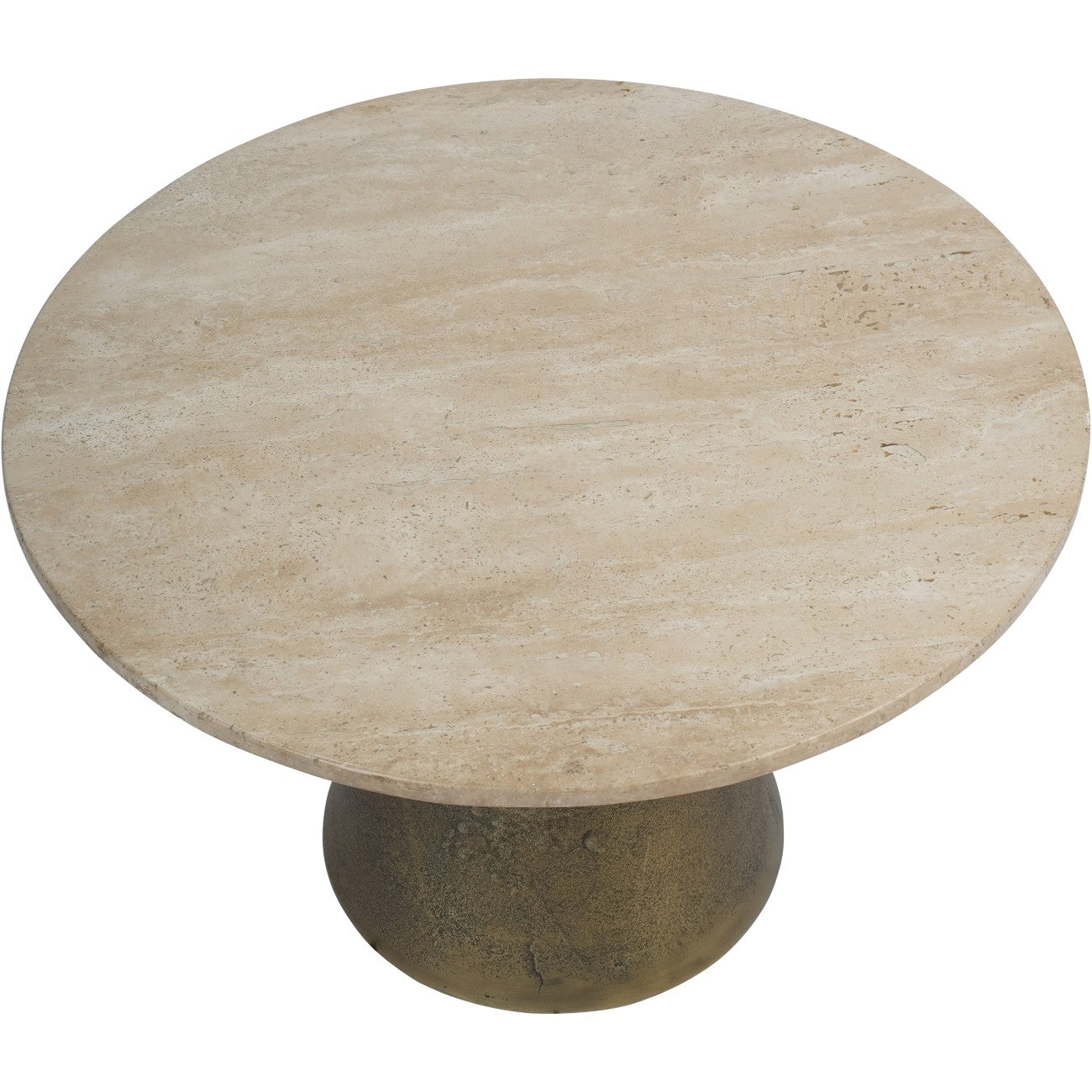 Small Round Marble Effect Coffee Table Brass Cone Base 60cm - Home Furniture Interiors