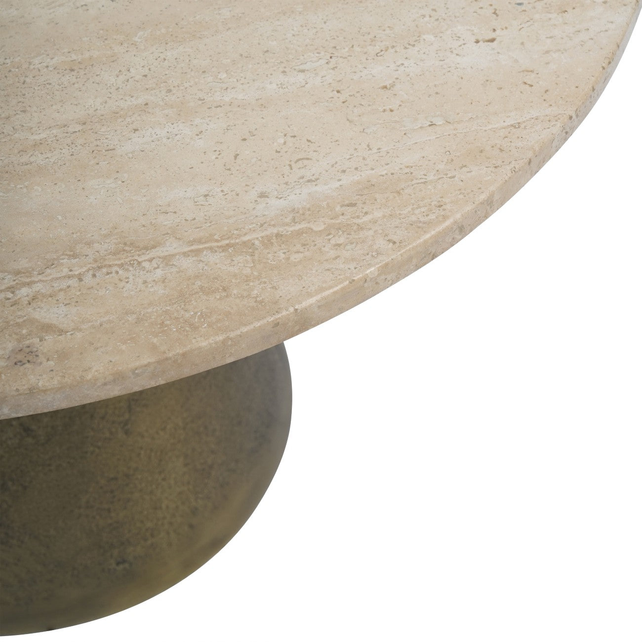 Small Round Marble Effect Coffee Table Brass Cone Base 60cm - Home Furniture Interiors