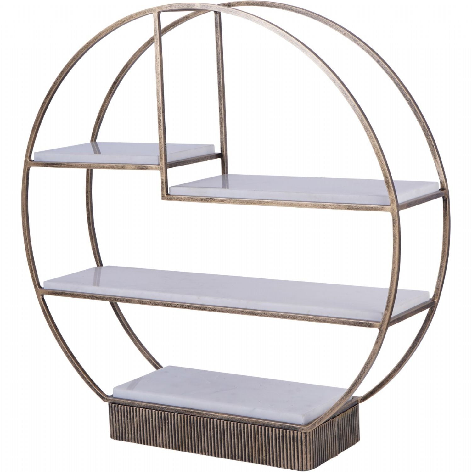 Large Aged Gold Multi Tier Buffet Stand with White Marble Shelves - Home Furniture Interiors