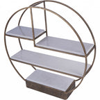 Large Aged Gold Multi Tier Buffet Stand with White Marble Shelves - Home Furniture Interiors